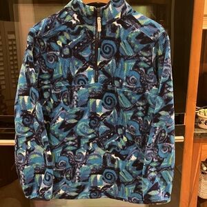 LLBean Blue Patterned Quarter Zip Fleece - Boys XL